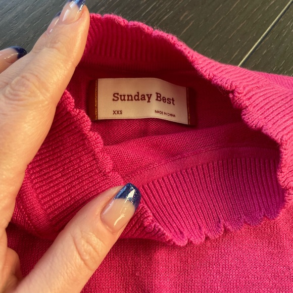 NWT Sunday Best Cashmere and Silk scalloped edge sweater - Picture 3 of 9